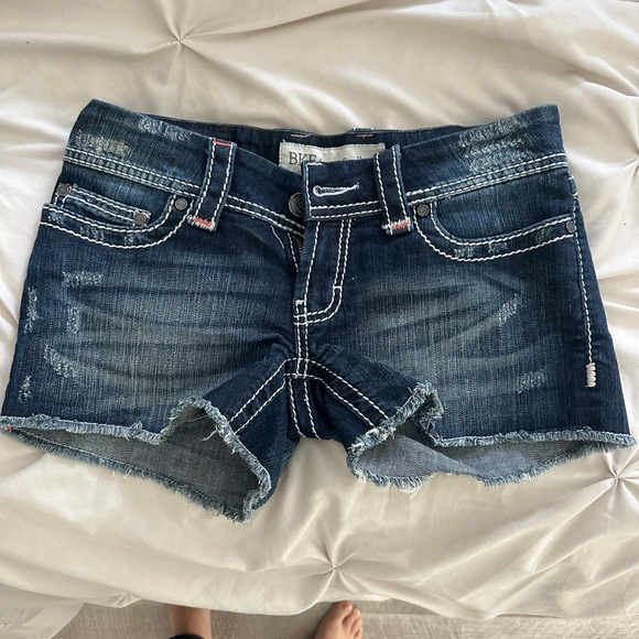 BKE Pants - BKE Dark Indigo Distressed Denim Cutoff Shorts